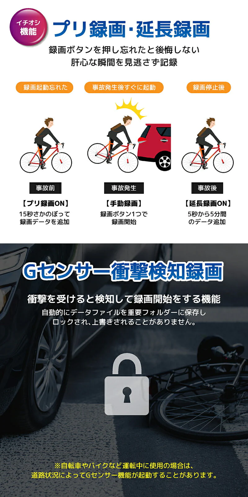 バイク ドライブレコーダー 防水 TOUGH(タフ) モバイルレコーダー FT-V5-Ｘ064【64GB】自転車ドライブレコーダー 小型 自転車 バイク 小型 軽量ドラレコ モニター 耐衝撃 防水 IP67 HDR フルHD1296P