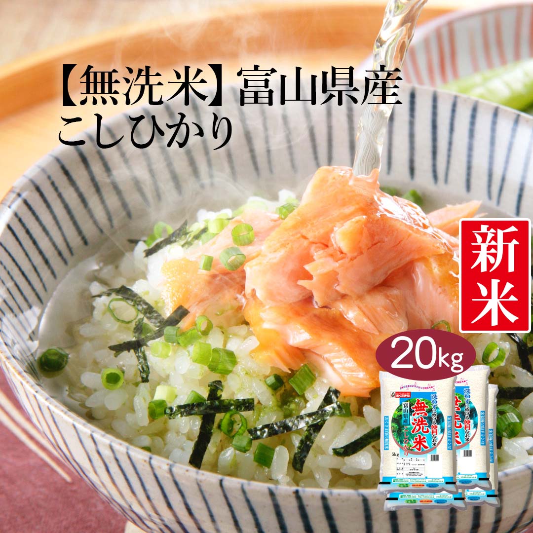 無洗米 米 富山県産 こしひかり 20kg (5kg×4) 令和5年産 新米 お米 白米 おくさま印 国産 食品 ギフト 引っ越し 挨拶 出産 内祝い 母の日 父の日 お中元 お歳暮 結婚 快気 還暦 香典返し お年賀 送料無料