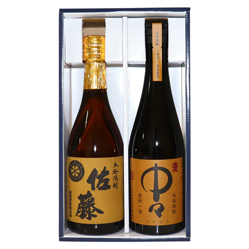 おススメ麦焼酎 飲み比べセット 720mlx2 佐藤(麦)、中々(麦) オリジナル化粧箱入り ラッピング済み