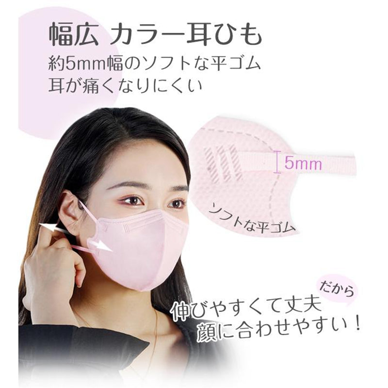 マスク 立体マスク KN95 90枚入 4層フィルター 男女兼用 3Dマスク 息がしやすい ノーズワイヤー 不織布 着用快適 小顔効果 通気性 ピンク