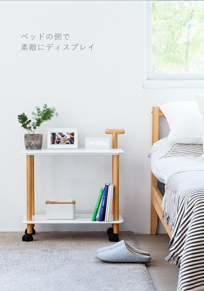 組立簡単★キッチンワゴン キャスター付き ワゴン 60×34×67.5cm  北欧 天然竹 ナチュラル家具 可動シェルフ キャスター 取っ手付き サイドテーブル おしゃれ ベッドテーブル 介護 収納 ナチュラル 洒落 クラシック ベーシック こだわり 人気 売れ筋 流行