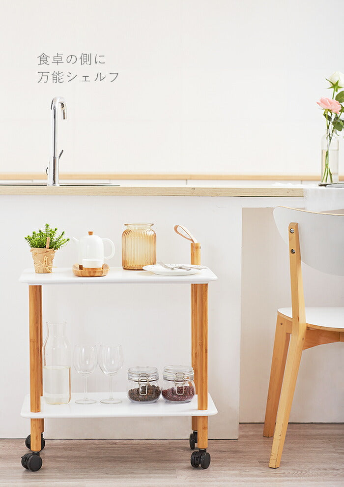 組立簡単★キッチンワゴン キャスター付き ワゴン 60×34×67.5cm  北欧 天然竹 ナチュラル家具 可動シェルフ キャスター 取っ手付き サイドテーブル おしゃれ ベッドテーブル 介護 収納 ナチュラル 洒落 クラシック ベーシック こだわり 人気 売れ筋 流行