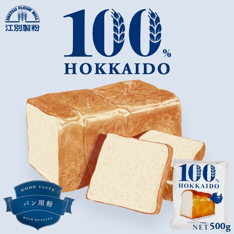 100％HOKKAIDO パン用粉 500g 送料無料 メール便 江別製粉 北海道 大人気 お土産 ギフト プレゼント 手作り 北海道産小麦 パン作り用粉