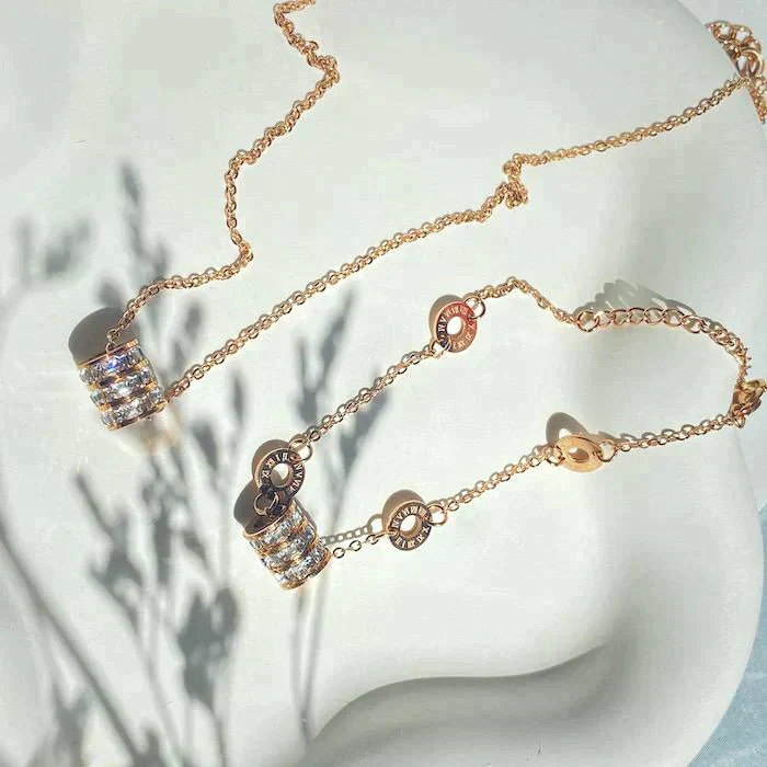 【KAUCHE限定価格】ネックレス＆ブレスレットセット　#A04　czダイヤ　アクセサリーセール【ゲリラセール】