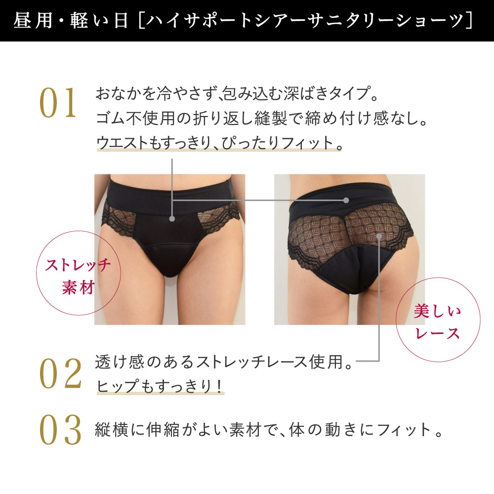 【L】ハイサポート シアー サニタリー ショーツ 産婦人科医監修 MediCouture メディクチュール 黒 送料無料【シェア買いなら5440円！】