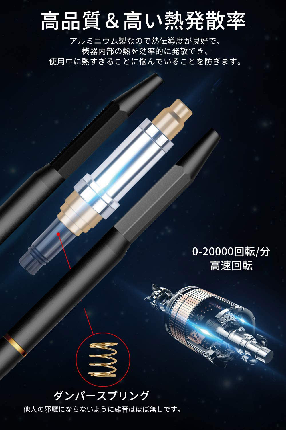 ＜超静音・11in1ネイルマシン・1年間保証＞ プロ用電動ネイルマシン USB給電式多機能ネイルドリル