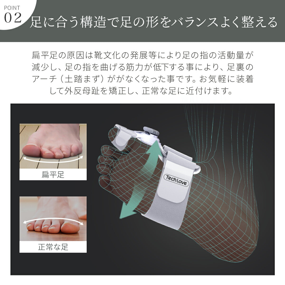 【2個入り】 Tech Love ダイヤル式外反母趾サポーター