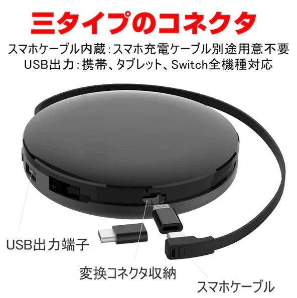 モバイルバッテリー 15000mAh 急速充電 パワーバンク ケーブル不要 高出力 LED残量表示　変換コネクタ付き【ゲリラセール】