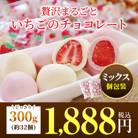 【最安値挑戦祭】贅沢まるごといちごのチョコレート300g ホワイト＆ピンクチョコ