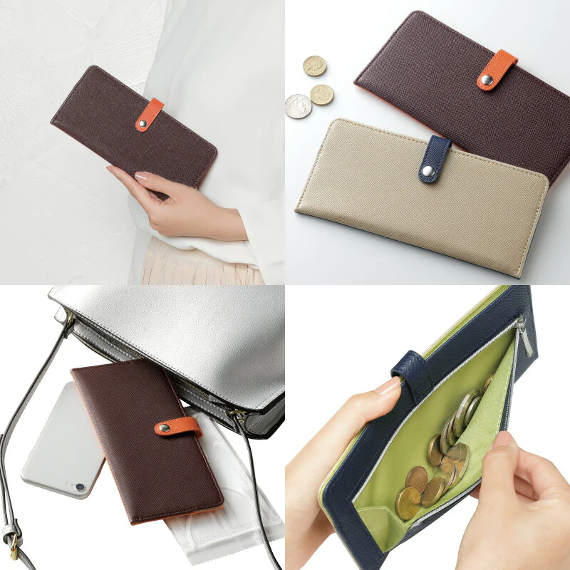 【シャンパン-ネイビー 】スリムに収納 スマートウォレット コンパクト 極薄 カードケース シンプル スマート財布 レディース 極薄財布 薄い財布 小銭入れ付 収納 スリム 小さい財布 お出かけ財布 薄い財布 プレゼント