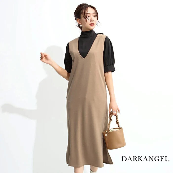 【超得ハイパーSALE】ポンチ素材ジャンパースカート（モカ/Mサイズ）