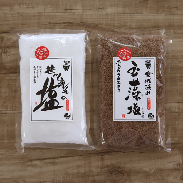 [越後海塩] 笹川流れの粗塩・玉藻塩セット 700g (350g×2本) 笹川流れ塩工房