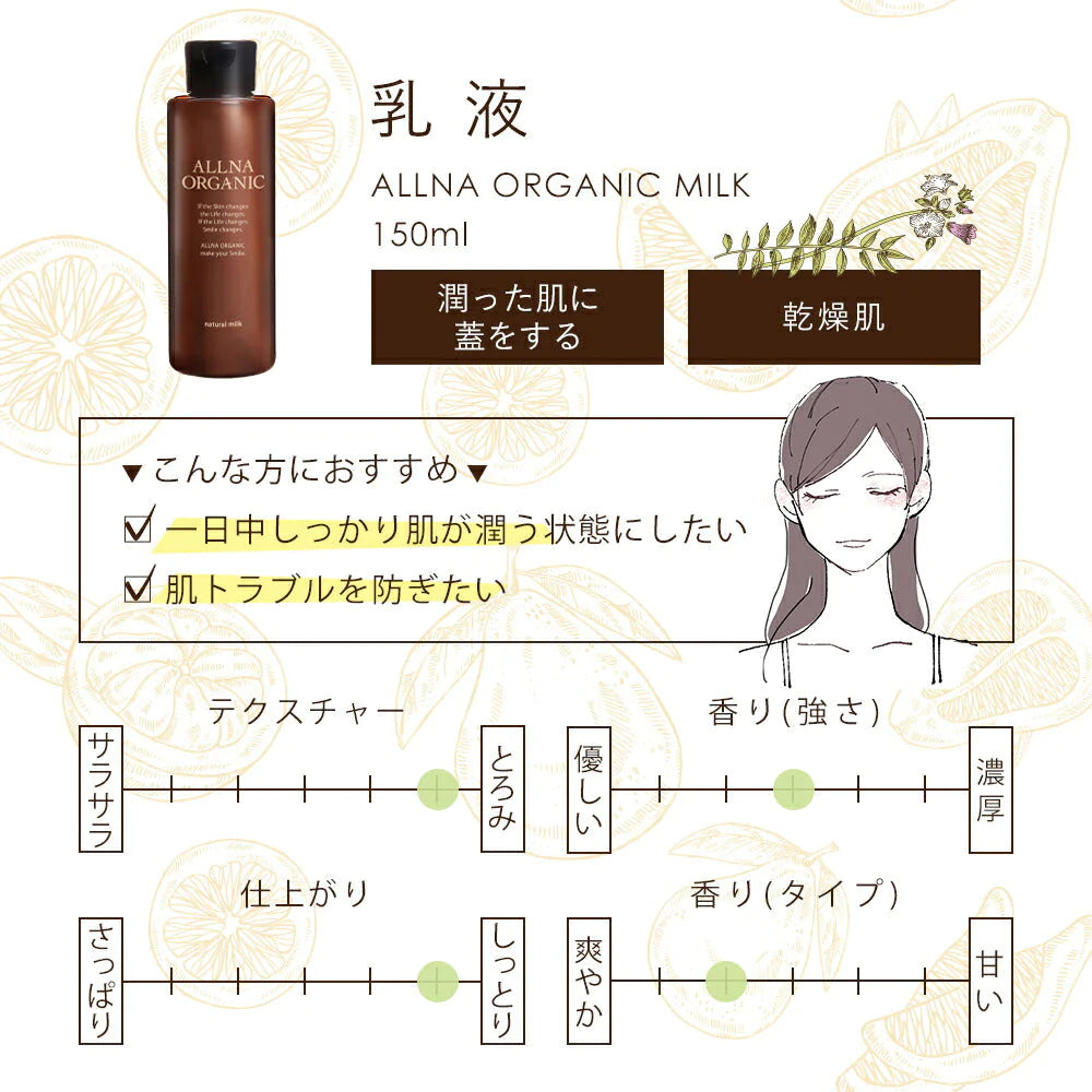 乳液 「はり 対策 用」オルナ オーガニック「コラーゲン 3種+ヒアルロン酸 4種+ビタミンC 4種+セラミド 配合」 150ml ALLNA ORGANIC