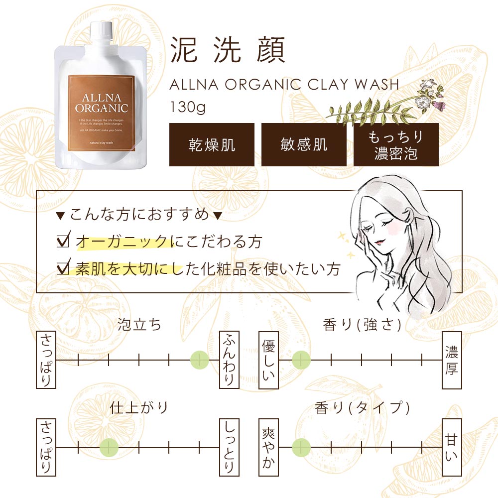 泥 洗顔 洗顔料 洗顔フォーム クレイ どろ ドロ 泡立てネット 付き 大人 の 毛穴ケア たるみ毛穴 130g 無添加 日本製 毛穴 まつエク メンズ オルナ オーガニック