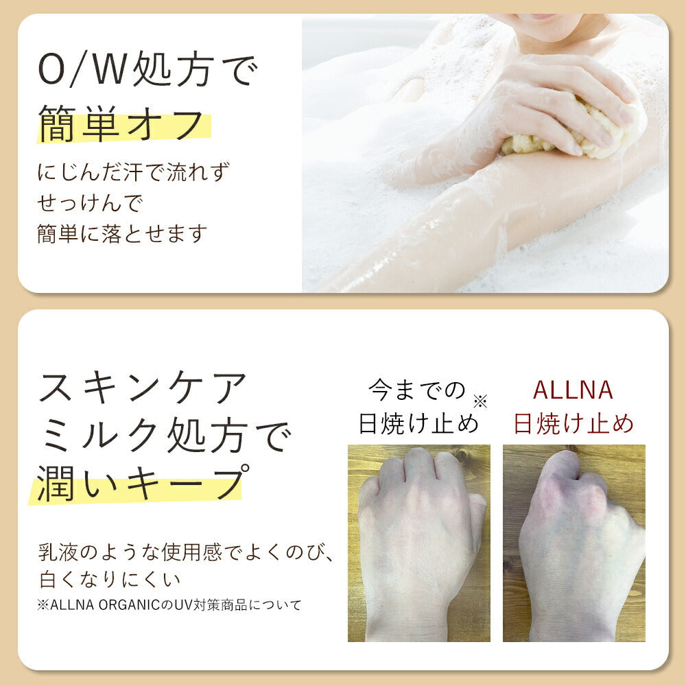 日焼け止め クリーム オルナ オーガニック「 SPF50 + PA ++++ 」顔 からだ 石鹸 落としやすい 無添加 コラーゲン ヒアルロン酸 ビタミンC誘導体 プラセンタ 日焼け防止 50g ALLNA ORGANIC