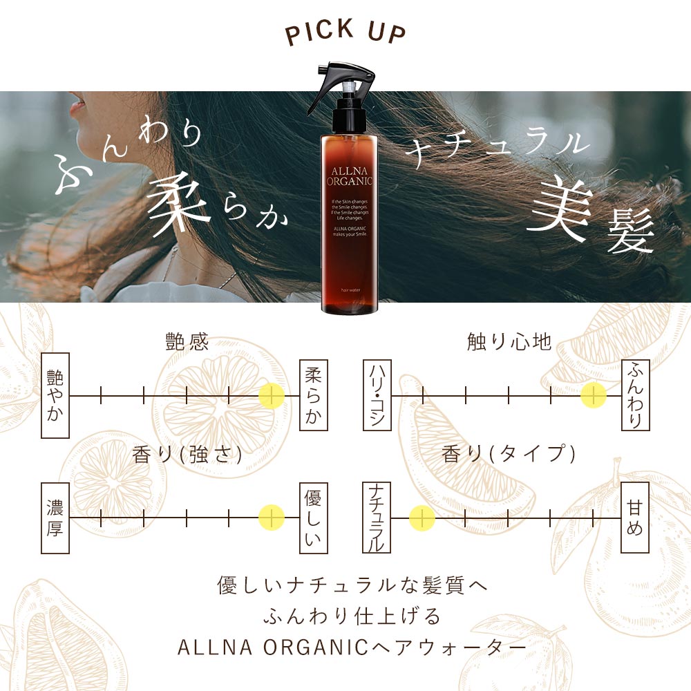 ヘアウォーター ノンシリコンオルナ オーガニック さらさら ヘアアイロン 対応 無香料 ヘアミスト ヘアスプレー 200mlALLNA ORGANIC