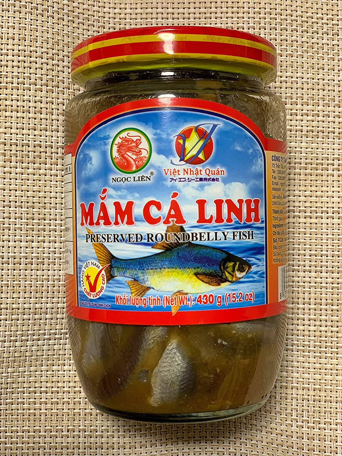 Ngoc Lien イエローフィンバルブ魚の瓶詰め 430g 1瓶 Ngoc Lien Mam Ca Linh 430g 1 hu