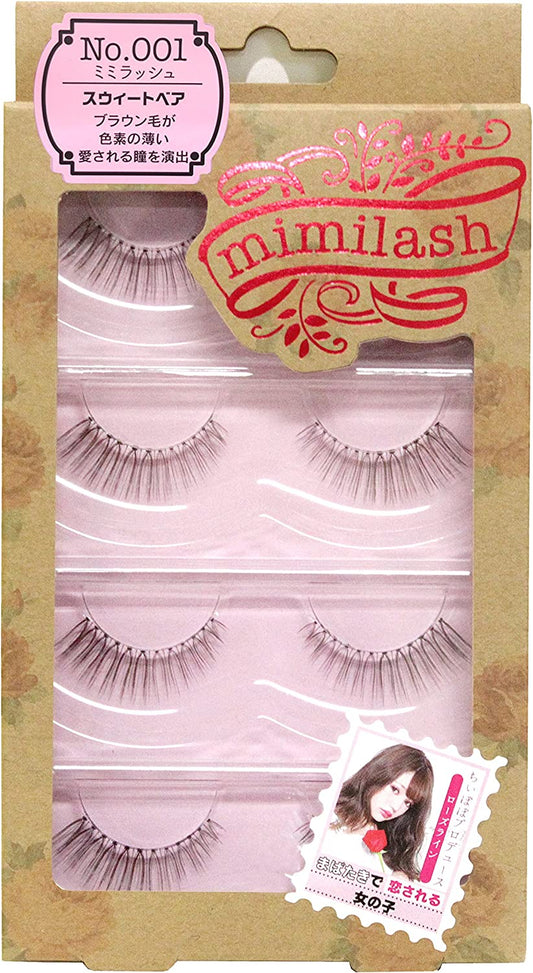 つけまつげ 4ペア mimilash（ミミラッシュ）ローズライン (No.001 スウィートベア)