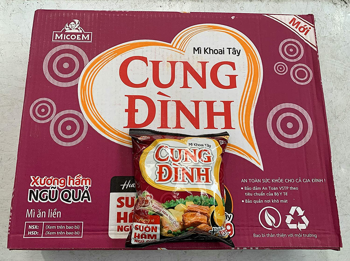 MICOEM CUNG DINH ベトナム インスタント麺 ポークリブシッチュー風味 30袋入り MI CUNG DINH SUON HAM NGU QUA MICOEM 30goi