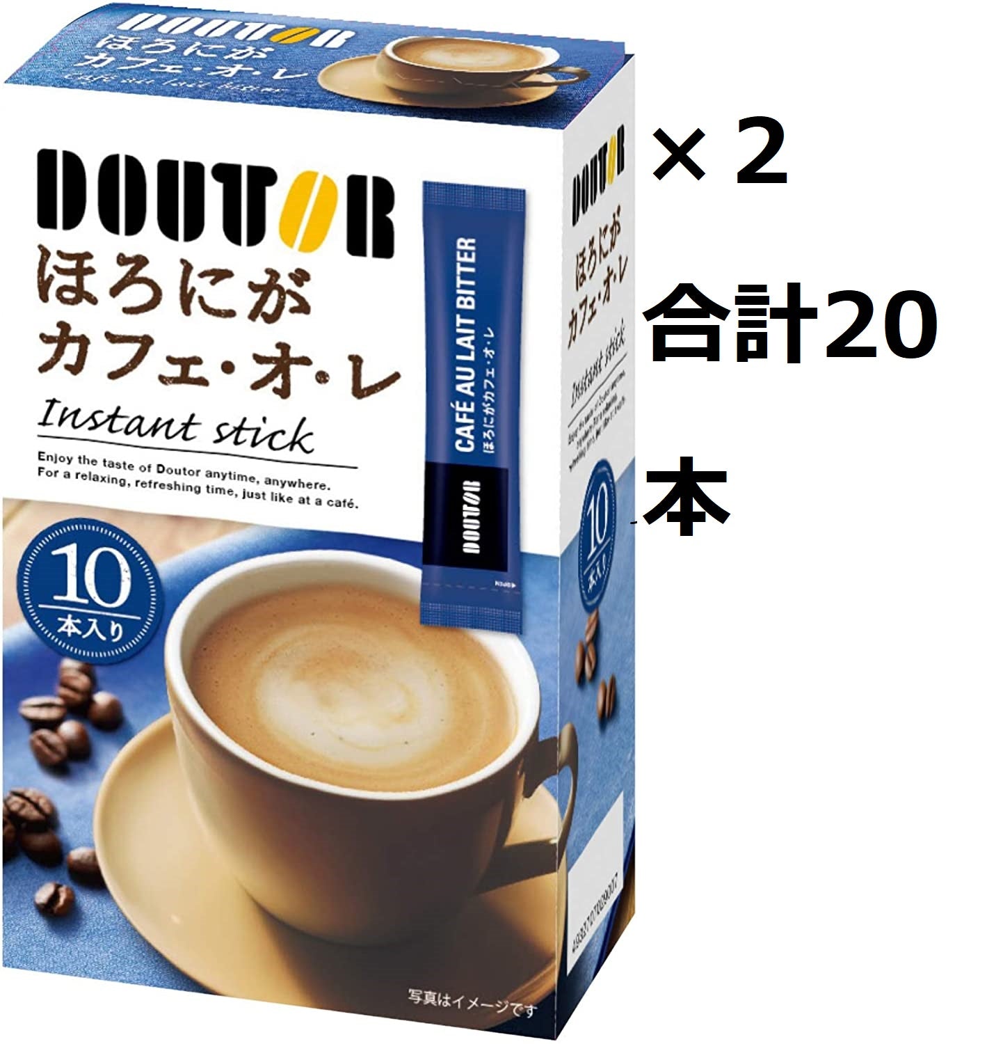 外箱なしで発送　ドトール　コーヒー　  ほろにが　カフェ・オ・レ インスタントスティック　ほろにが　20本