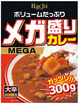 【送料無料】ハチ食品 メガ盛りカレー 大辛  300g×20個入【北海道・東北・四国・九州・沖縄県は必ず送料がかかります】