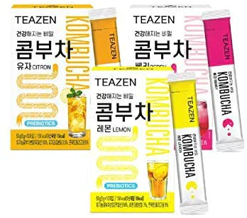 大特価！　箱無し計４０包　TEAZEN ティーゼン コンブチャ KOMBUCHA （レモン、柚子、ベリー、ピーチ味　各１０本）正規輸入品 韓国 BTS ジョンググ 乳酸菌 健康食品
