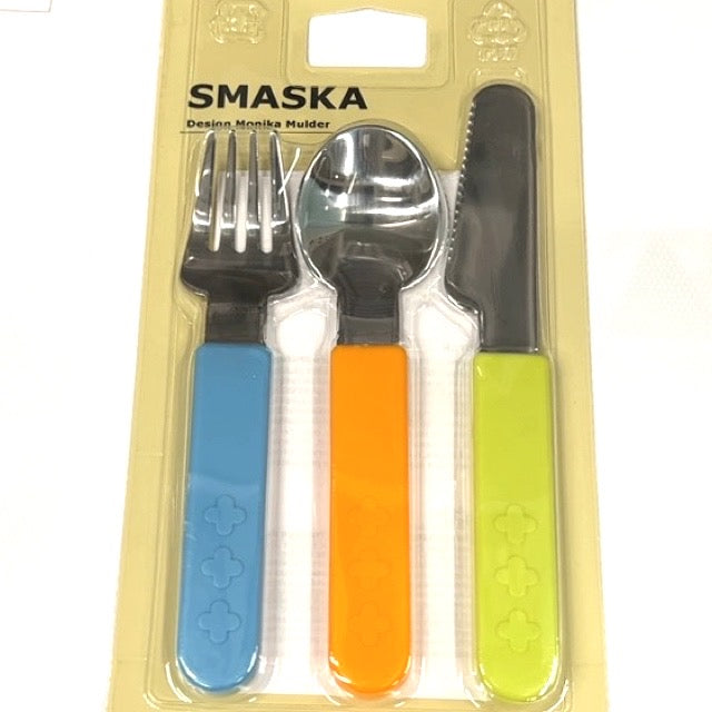 イケア カトラリー3点セット フォーク スプーン ナイフ ベビー食器 子供用 IKEA  SMASKA スマスカ 70158191