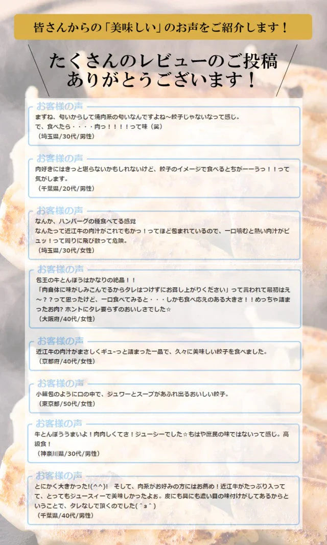 30個×27g 黒毛和牛肉大盛餃子