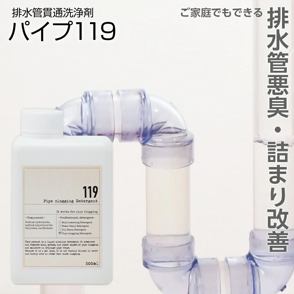 排水管 洗浄 パイプ119 500ml パイプのつまり解消 水道 洗面 お風呂 キッチン 髪の毛 つまり 強力 プロ仕様 排水 排水口 ヌメリ ぬめり