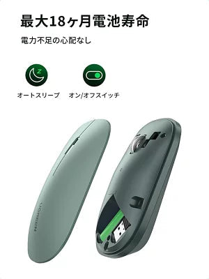 [UGREEN] 無線ワイヤレスマウス グリーン