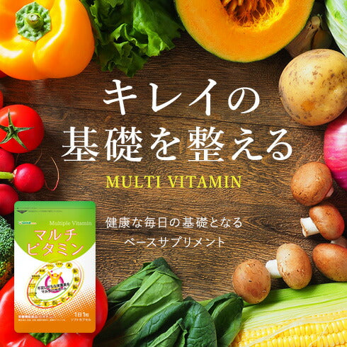 【100円シェア買い】マルチビタミン ≪約1ヶ月分≫ ネコポス送料無料  日時指定不可　サプリ/ビタミンサプリ/ミネラル ビタミン 葉酸 ナイアシン ビオチン パントテン酸 ヘスペリジン レシチン デュナリエラカロテン【ご新規さんとシェア買い】