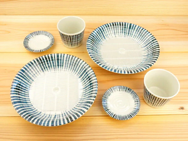 そば食器 セット 8アイテム 2人分 日本製 美濃焼 千段十草 和食器 おしゃれ ネイビー そば猪口 すのこ 大皿 小皿 お得 蕎麦セット ソバセット ざるそば