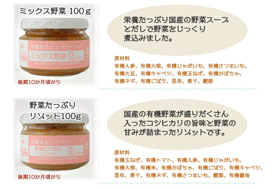 有機JAS認定 まるごとベビーフード ７か月・10か月頃から 離乳食 6種類12食詰め合わせセット