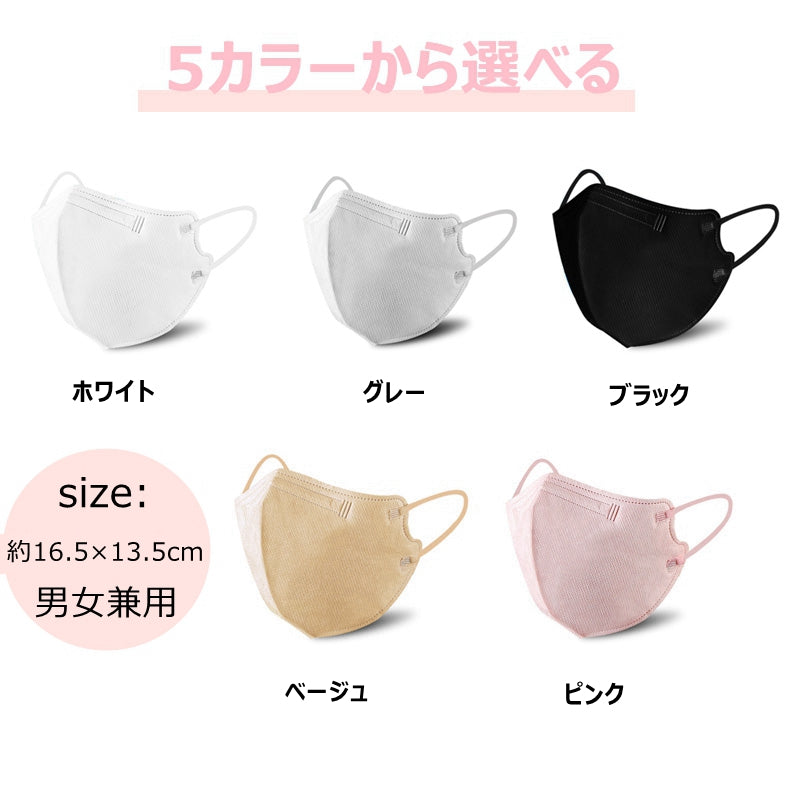 マスク 立体マスク KN95 90枚入 4層フィルター 男女兼用 3Dマスク 息がしやすい ノーズワイヤー 不織布 着用快適 小顔効果 通気性 グレー