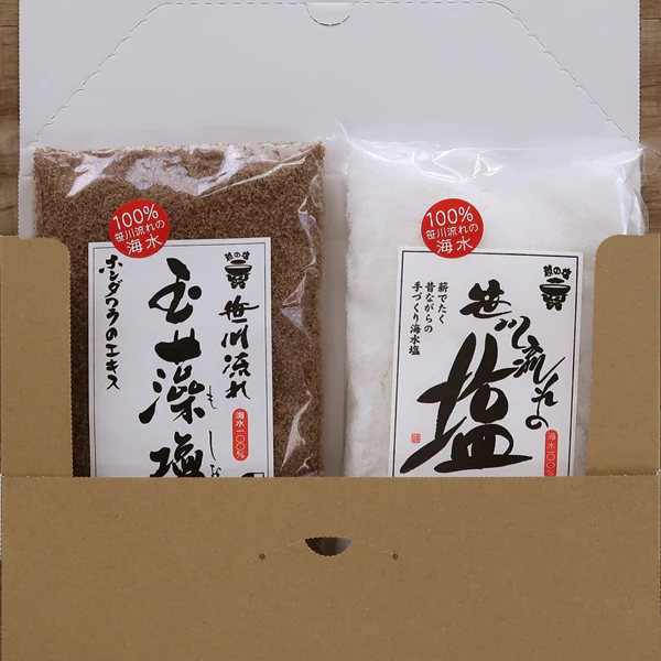 [越後海塩] 笹川流れの粗塩・玉藻塩セット 700g (350g×2本) 笹川流れ塩工房