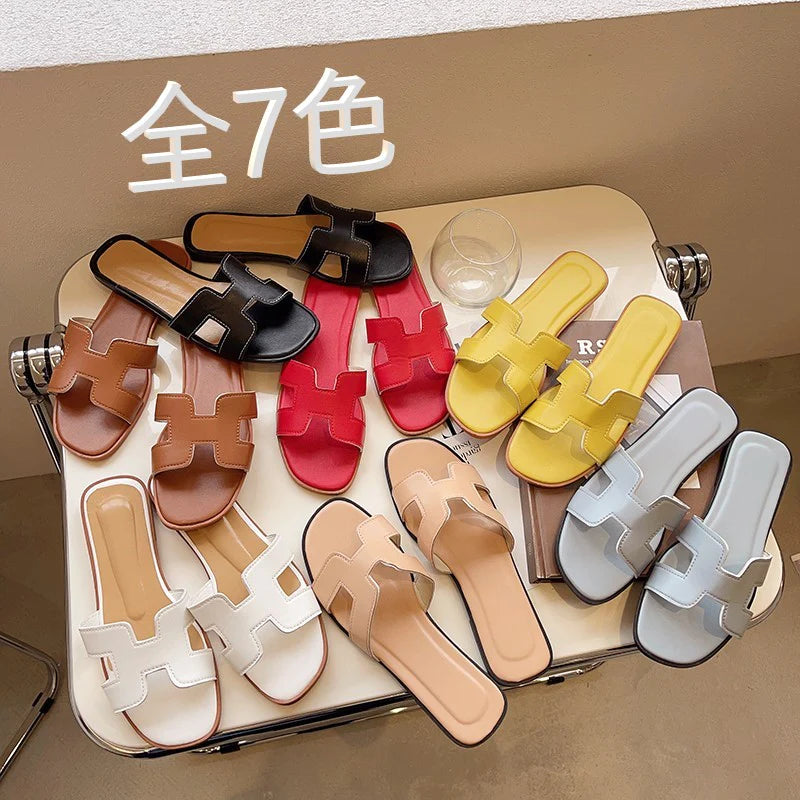 【23cm：色ランダム】ぺたんこサンダル ぺったんこ 夏用 お洒落なサンダル サンダル レディース オシャレサンダル おしゃれサンダル 歩きやすい ペタンコ フラットサンダル 靴 かわいい 可愛い おしゃれ ローヒール ビーチスリッパ 滑り止め