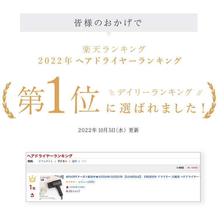 【LOABI公式】 LUSINA ルシーナ グレー ドライヤー ヘアドライヤー マイナスイオンドライヤー マイナスイオン イオンドライヤー 大風量 速乾 コンパクト