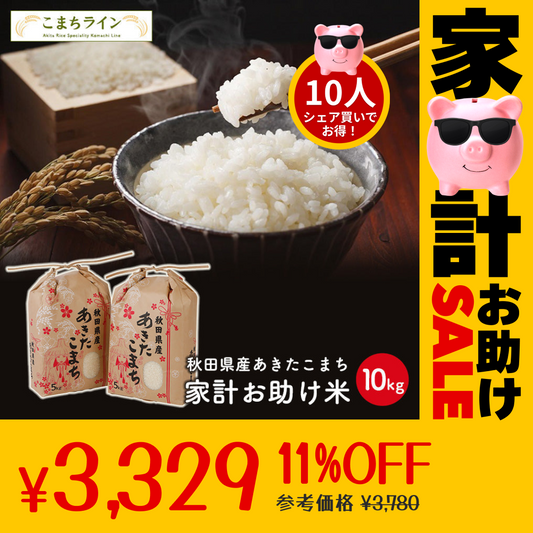 【10人シェア買いでお得】新米！あきたこまち 10kg（5ｋｇ×2袋）家計お助け米 令和4年産【最安値に挑戦】【家計お助けセール】