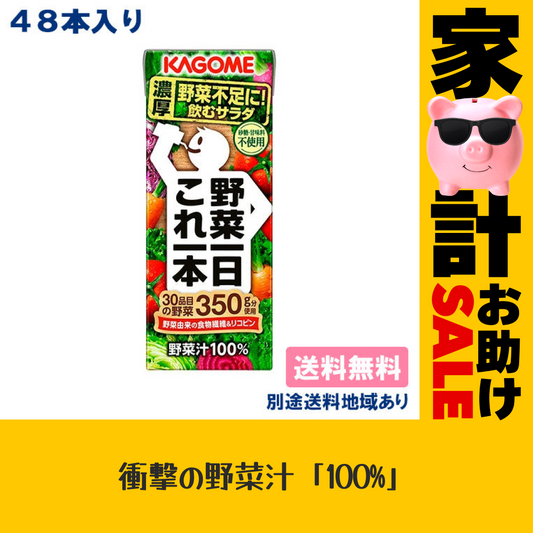 【家計お助けセール】【カゴメ】野菜一日 これ一本 200ml × 48本（24本×2ケース）【送料無料】【別途送料地域あり】