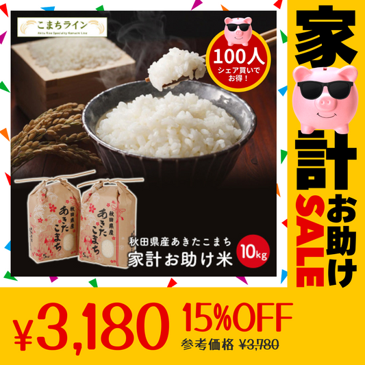 【100人シェア買いでお得】新米！あきたこまち 10kg（5ｋｇ×2袋）家計お助け米 令和4年産【家計お助けセール】