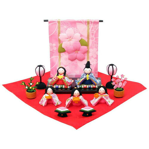 【送料無料】リュウコドウ 龍虎堂 花几帳わらべ雛 5人揃い 1-657 コンパクト お雛様
