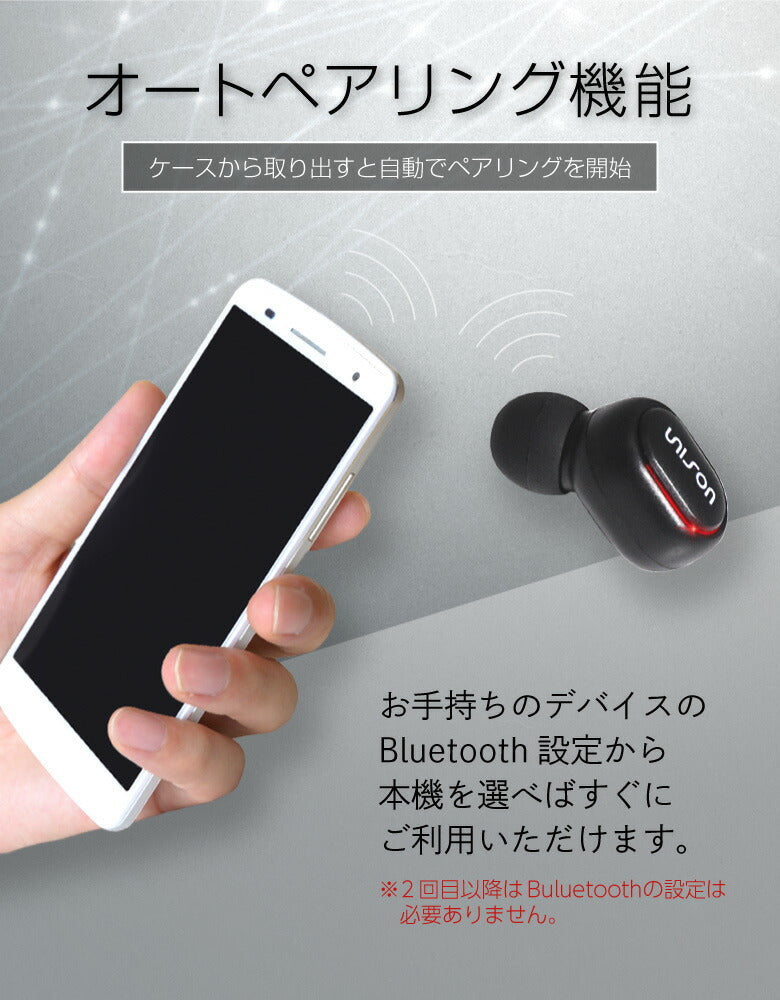 【友招】【ブラック】ワイヤレスイヤホン Bluetooth5.0 充電残量付きイヤホン ブルートゥース iPhone アンドロイド Android スマホ 片耳 両耳 マイク 通話 アイフォン ランニング