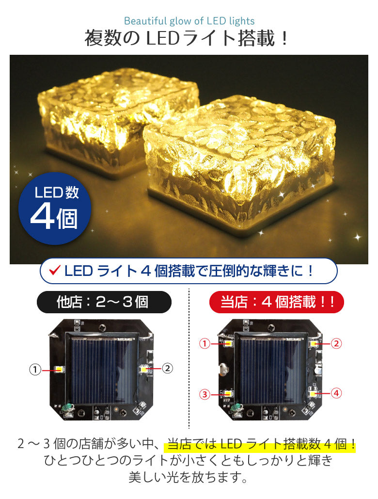 【ゴールド】ソーラーライト ガーデンライト 4個セット LED 屋外 防水 防犯 埋め込み イルミネーション 明るい 自動点灯 自動充電 Sサイズ 階段 電気代ゼロ