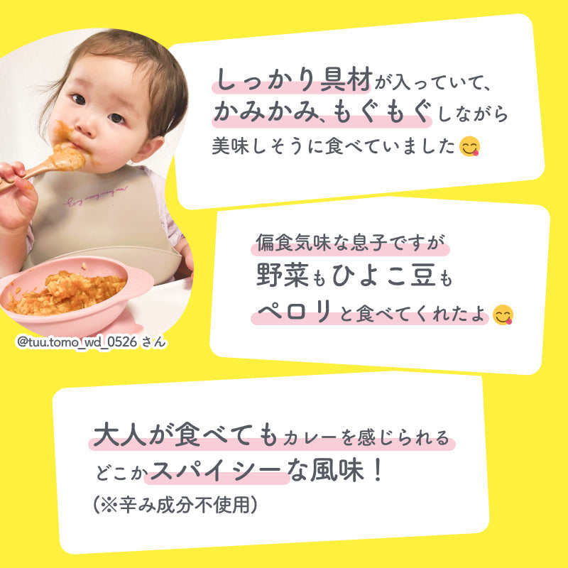 100g×6袋 レトルトカレー カレーレトルト はじめてのカレー（野菜とひよこ豆)【１歳４ヶ月頃～２歳０ヶ月頃まで】無添加 小麦粉不使用 国産素材 国産野菜 有機スパイス 辛味成分ゼロ カレーデビュー 辛くない 甘口 幼児食 こども用カレー 子供向けカレー 保存食 非常食