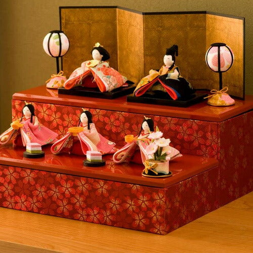 【送料無料】リュウコドウ 龍虎堂 彩り友禅雛5人揃い 001-0622 雛人形 ひな祭り 桃の節句