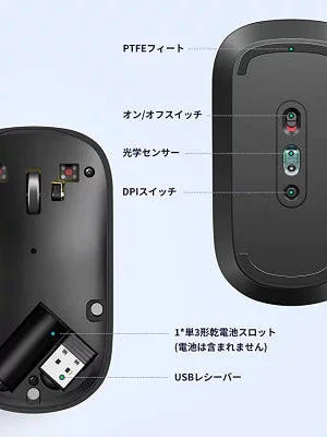 [UGREEN] 無線ワイヤレスマウス ブラック