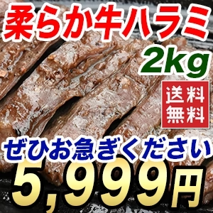 柔らか加工 牛ハラミ スティックカット 2kg 牛肉 焼肉 横隔膜 味が濃くて美味しい バーベキュー サガリ BBQ 冷凍