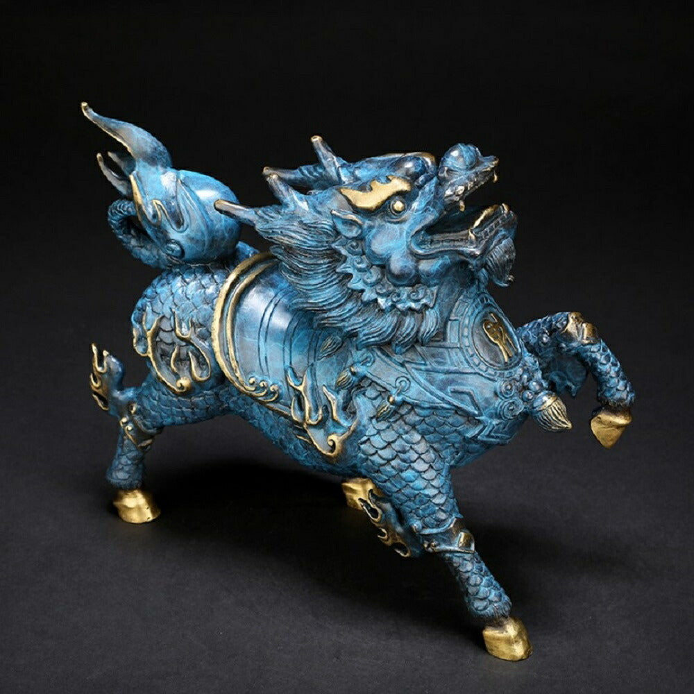 し*ん様 古銅麒麟人物置物　飾り　オブジェ　木箱入り　骨董品 楽天市場】麒麟の置物 財運向上銅製招財元寶対麒麟 : 中国貿易