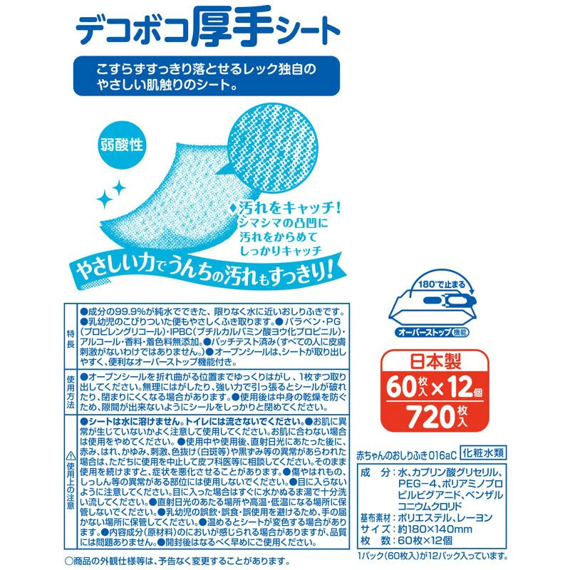 【10人シェア買いでお得】アンパンマン おしりふき 厚手 60枚×12個【家計お助けセール】