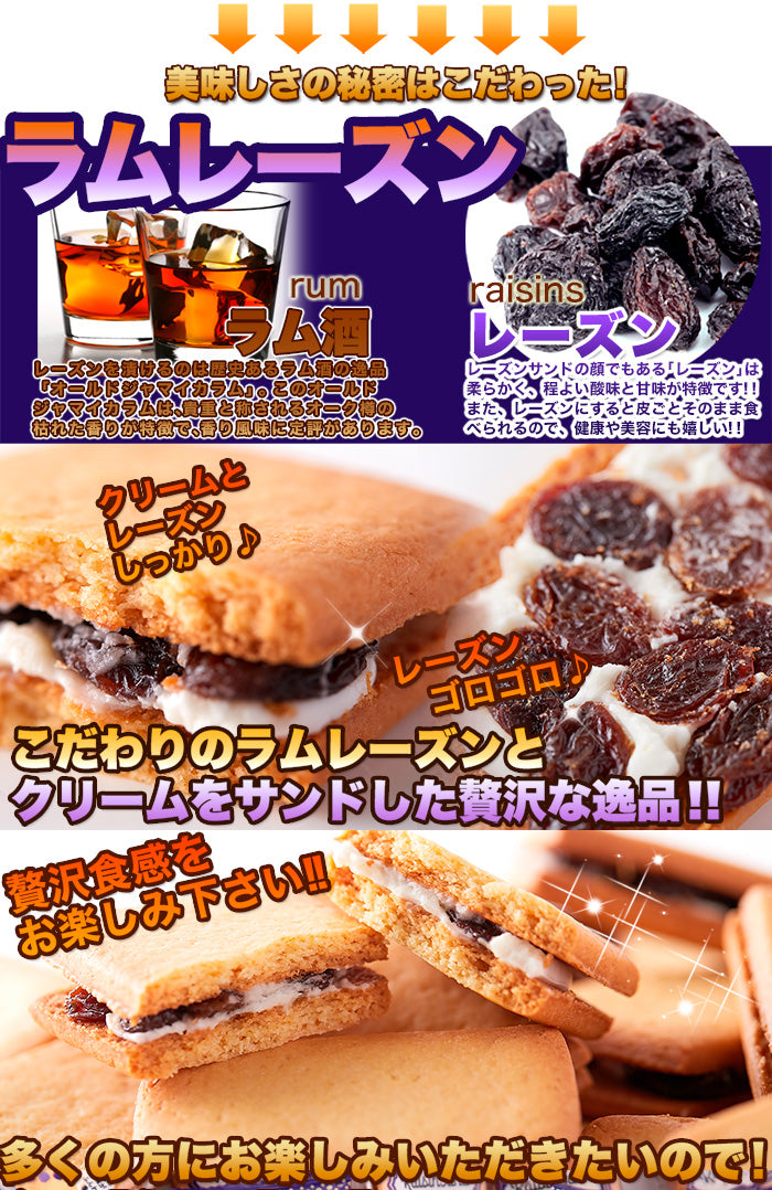 レーズンサンド 30個 個包装 洋菓子 クッキー レーズン 焼菓子 お菓子 おやつ スイーツ 土産 高級 徳用 どっさり 大容量